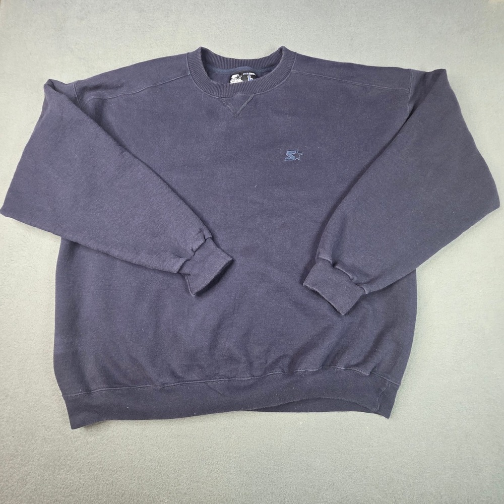 Starter Pro 80 Heavyweight Sweatshirt Mens Large Navy Blue Crewneck Vintage Logo